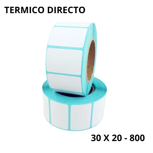 ROLLO DE STICKER TERMICO DIRECTO 30X20MM 800 UNIDADES STK-3020-800