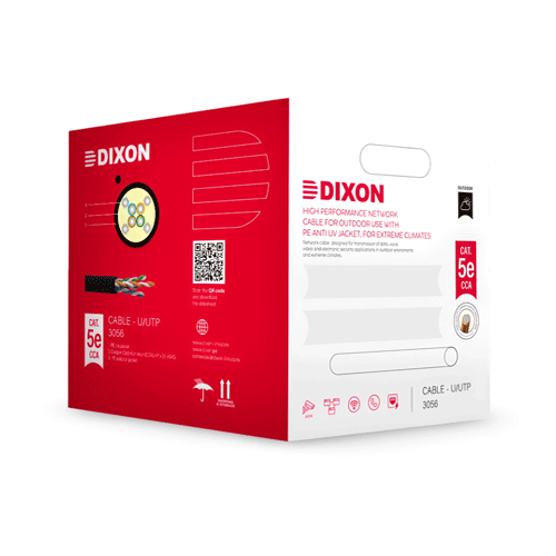 CABLE U/UTP CCA CAT 5E ALUMINIO NEGRO PARA EXTERIORES DIXON 3056