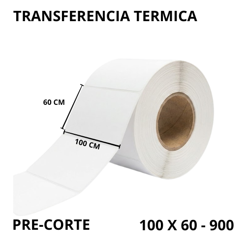 ROLLO DE STICKER TRANSFERENCIA TERMICA 100X60MM 900 UNIDADES CON PRE-CORTE STK-10060-900